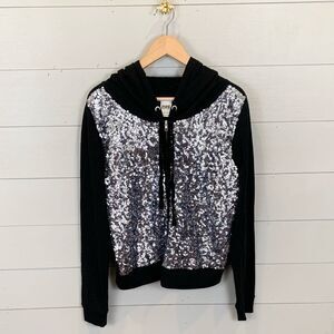 Victoria's Secret Black and Silver Sequin Hoodie